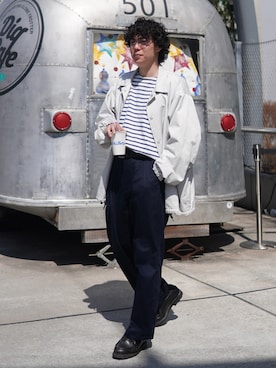 「アイテム（ブルゾン）」を使った、しゅんたさん（メンズ・172cm）の春コーディネート