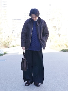 「ケーブルニット」｜「アイテム（ローファー）」を使った、しゅんたさん（メンズ・172cm）の春コーディネート