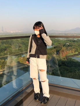 「Dr. Martens（ドクターマーチン）のDr.Martens R21084001 3ホール BEX BL（ドレスシューズ、ブラック系）」を使った、cheukyauさん（レディース・152cm）の冬コーディネート