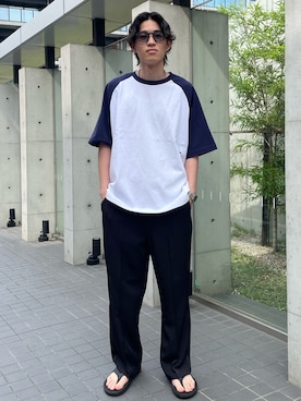 「GLOSTER（グロスター）のアイテム」を使った、ミッチーさん（メンズ・173cm）の夏コーディネート