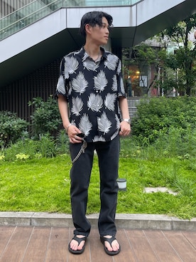 「GLOSTER（グロスター）のアイテム」を使った、ミッチーさん（メンズ・173cm）の夏コーディネート