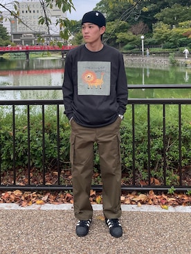 「halo commodity（ハロ　コモディティー）のアイテム（ニットキャップ/ビーニー）」を使った、ミッチーさん（メンズ・173cm）の秋コーディネート