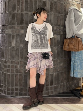 「アイテム（ポーチ）」を使った、ｃａｌｉｎさん（レディース・146cm）の春コーディネート