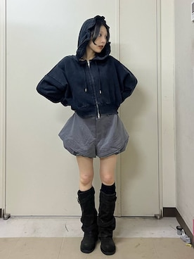 「JEANASIS（ジーナシス）のスラウチミドルブーツ/1052546（Boots、ブラック系）」を使った、calinさん（レディース・146cm）の秋コーディネート