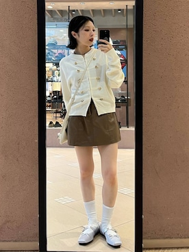 「JEANASIS（ジーナシス）のスマホキンチャクショルダー/1057324（Mobile accessories、ホワイト系）」を使った、calinさん（レディース・146cm）の秋コーディネート
