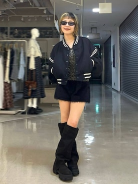 「アイテム（スタジャン）」を使った、ｃａｌｉｎさん（レディース・146cm）の冬コーディネート