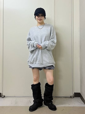 「JEANASIS（ジーナシス）のスラウチミドルブーツ/1052546（Boots、ブラック系）」を使った、calinさん（レディース・146cm）の秋コーディネート