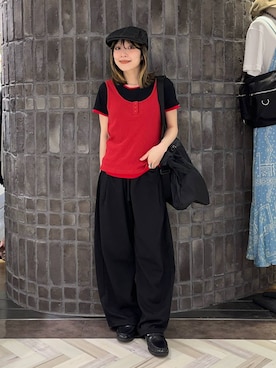 「JEANASIS（ジーナシス）のシャーリングローファー/645735（ローファー、ブラック系）」を使った、calinさん（レディース・146cm）の春コーディネート