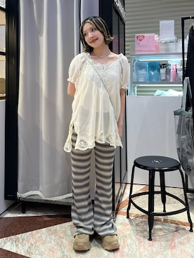 「アイテム（ローファー、ベージュ系）」を使った、calinさん（レディース・146cm）の夏コーディネート