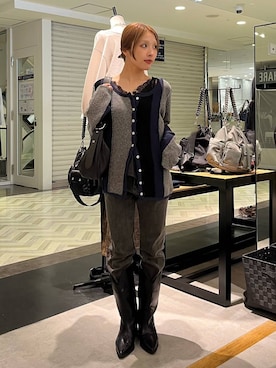「JEANASIS（ジーナシス）のウエスタンインヒールブーツ/1063790（Boots、ブラック系）」を使った、calinさん（レディース・146cm）の秋コーディネート
