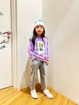 「キッズ服」｜「アイテム（スウェット）」を使った、ゆあんさん（キッズ・120cm）の冬コーディネート