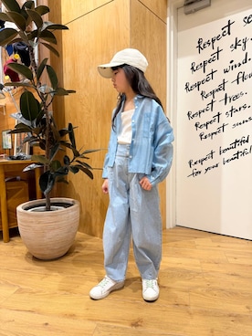 「BAYFLOW（ベイフロー）のアイテム（パンツ）」を使った、ゆあんさん（キッズ・127cm）の春コーディネート