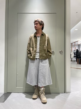 「BEAVER（ビーバー）のアイテム（パンツ）」を使った、松木　幹太さん（メンズ・169cm）の春コーディネート