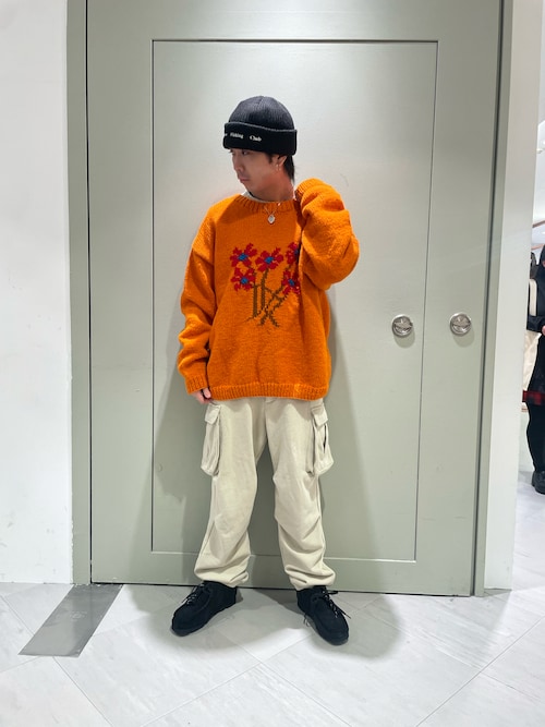 macmahon knitting mills セーター MacMahon Knitting Mills 】 +【Niche.】 Crew Neck Knit-Flower