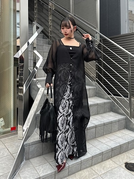 「Mavie..7（メヴィセットゥ）の【Mavie..7】《2SET》キャミワンピ+シアーワンピ（ワンピース、ブラック系）」を使った、こんさん（レディース・153cm）の春コーディネート
