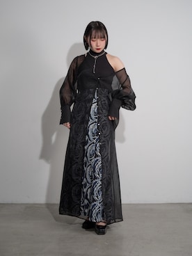 「Mavie..7（メヴィセットゥ）の【Mavie..7】《2SET》キャミワンピ+シアーワンピ（ワンピース、ブラック系）」を使った、こんさん（レディース・153cm）の春コーディネート