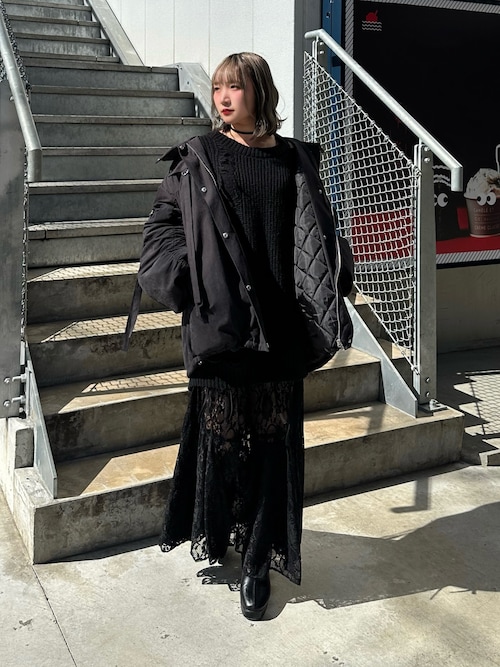 セール】【Mavie..7】【3サイズ展開】レース切替ロングスカート