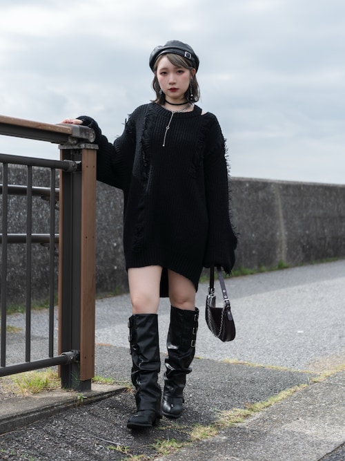 Mavie..7】ダメージフリンジオーバーニット（ニット/セーター）｜Mavie