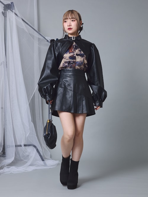 Mavie..7 柄シャツ ブラック Free サイズ Mavie..7 ブラウス シャツ 「Mavie..7」シアー柄シャツ