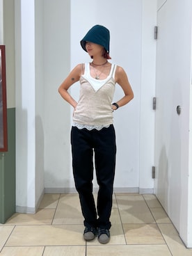 「いいね、save、フォローお願いします🤑」｜「アイテム（ハット）」を使った、iwasaさん（レディース・162cm）の夏コーディネート