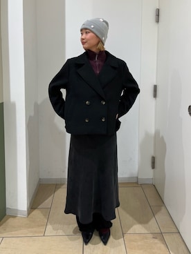 「アウターコーデ」｜「アイテム（帽子）」を使った、iwasaさん（レディース・162cm）の冬コーディネート