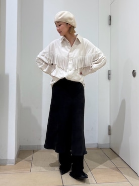 「アイテム（ハンチング/ベレー帽）」を使った、iwasaさん（レディース・162cm）の冬コーディネート