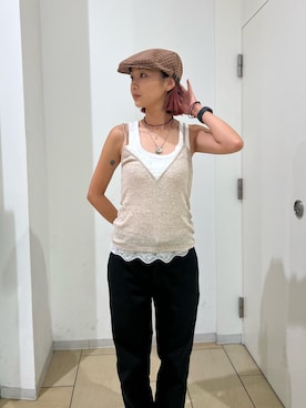 「アイテム（ハンチング/ベレー帽）」を使った、iwasaさん（レディース・162cm）の夏コーディネート