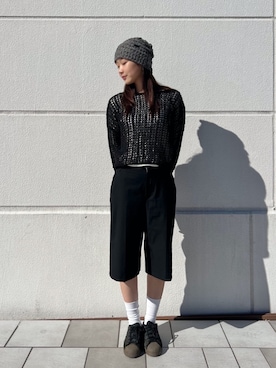 「アイテム（ニットキャップ/ビーニー）」を使った、iwasaさん（レディース・162cm）の春コーディネート