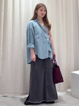 「BABYLONE（バビロン）のカツラギロングスカート（スカート）」を使った、ありんこさん（レディース・155cm）の夏コーディネート