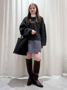 「BABYLONE（バビロン）のカラーネップニット（ニット/セーター）」を使った、ありんこさん（レディース・155cm）の秋コーディネート