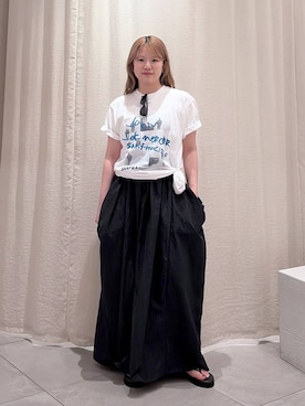 「jj mercer（ジェイジェイマーサー）の【J.J. Mercer】フォトCAR TEE（Tシャツ/カットソー、ホワイト系）」を使った、ありんこさん（レディース・155cm）の夏コーディネート