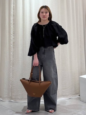 「BABYLONE（バビロン）のバレルレッグデニムパンツ（デニムパンツ）」を使った、ありんこさん（レディース・155cm）の春コーディネート