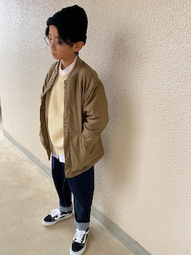 「スタンドカラーシャツ」｜長男さん（キッズ・143cm）の冬コーディネート