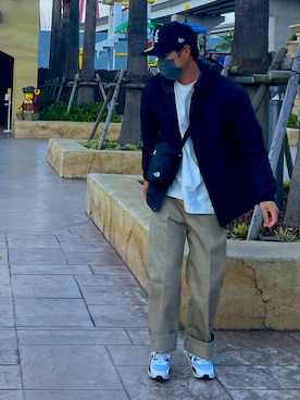 「アイテム（ナイロンジャケット、ブラック系）」を使った、kiiiiiiiikunさん（メンズ・175cm）の冬コーディネート