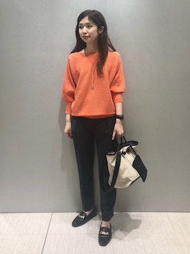 「カラー×コーデ」｜「アイテム（スーツパンツ）」を使った、marinaさん（レディース・158cm）の春コーディネート