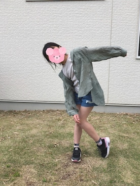 「FILA（フィラ）のアイテム（パンツ）」を使った、riinanaさん（キッズ・130cm）の春コーディネート