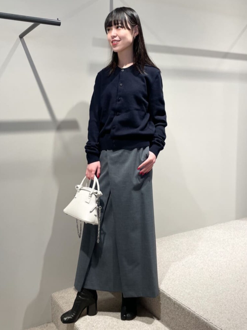 Edition ウールトロピカル Vネックジレ、ラップロングスカート　セット 1725007040.jpg