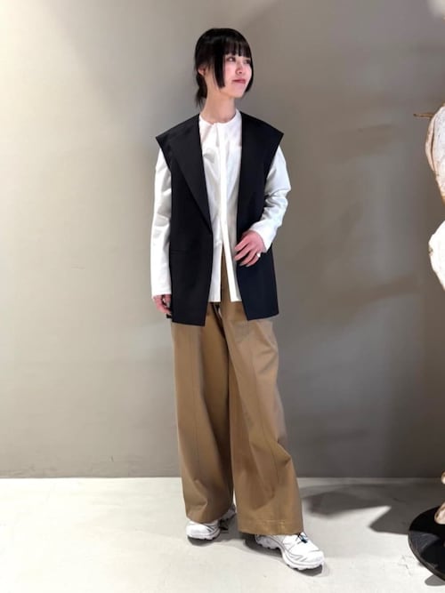 セール】100/2コットン ノーカラーシャツ（シャツ/ブラウス