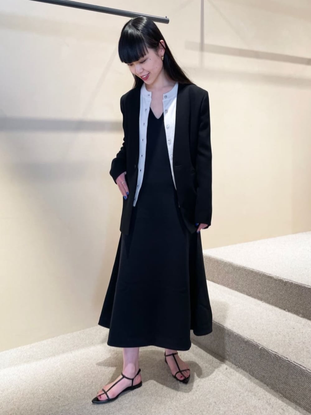 トリアセテート ハイツイストノーカラージャケットを使った人気