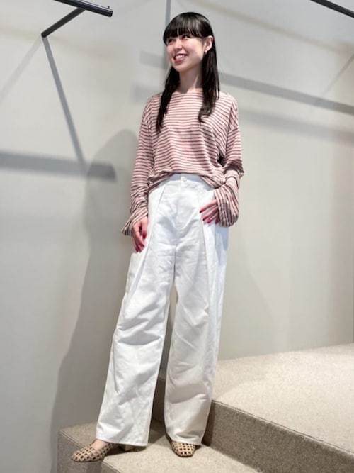 BACCA tシャツ リネンボーダー ショートカットソー レディース