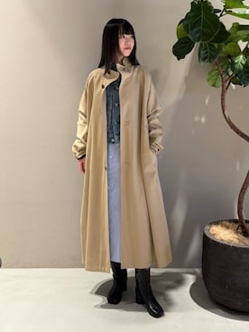 「アイテム（ステンカラーコート）」を使った、Shimakawa_TOMORROWLANDさん（レディース・163cm）の秋コーディネート