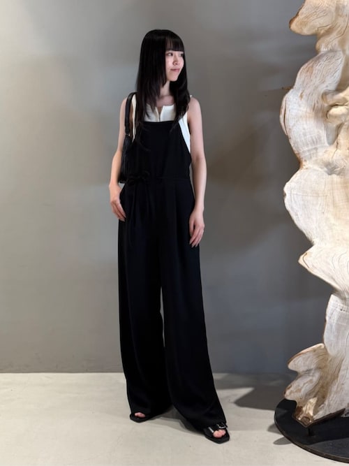 黒✨ラップスタイル✨スタイリッシュ✨オールインワンパンツ セール】スタイルアップパンツドレス オールインワン レース