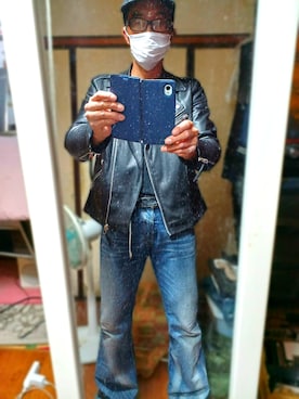 「H&M（エイチ・アンド・エム）のアイテム（ライダースジャケット）」を使った、薮内裕人さん（メンズ・169cm）の夏コーディネート
