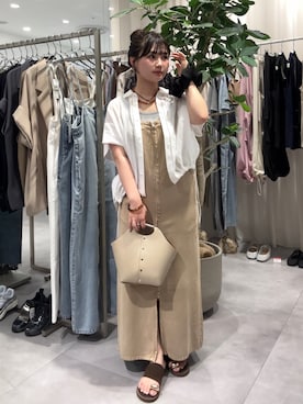 「アイテム（ネックレス、ブラウン系）」を使った、doudouyunaさん（レディース・157cm）の夏コーディネート
