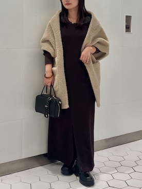 「アイテム（ストール/ショール）」を使った、doudouyunaさん（レディース・157cm）の秋コーディネート