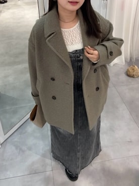 「アイテム（その他アウター、グリーン系）」を使った、doudouyunaさん（レディース・157cm）の秋コーディネート
