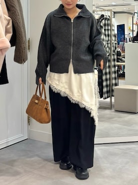 「DouDou（ドゥドゥ）のプラットフォームローファー（ブーツ）」を使った、doudouyunaさん（レディース・157cm）の秋コーディネート