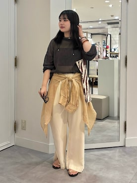 「リネンシャツ」｜doudouyunaさん（レディース・157cm）の夏コーディネート