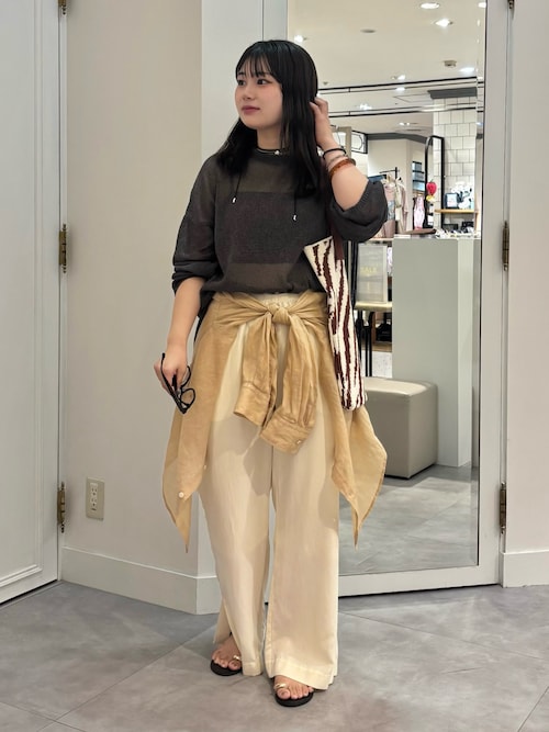 リネンレーヨンスリットパンツ