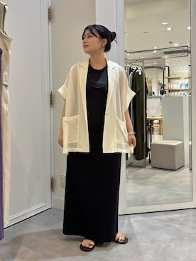 「DouDou（ドゥドゥ）のレイヤードワンピース（ワンピース、ブラック系）」を使った、doudouyunaさん（レディース・158cm）の夏コーディネート